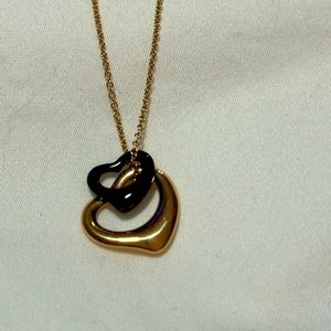Tiffany & Co. Elsa Peretti open heart necklace- rose gold and black